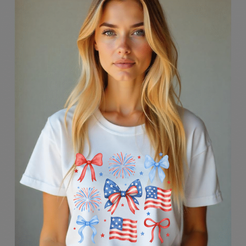 Patriotic Coquette Bows 4th Of July T-shirt Soft Bella-Canvas